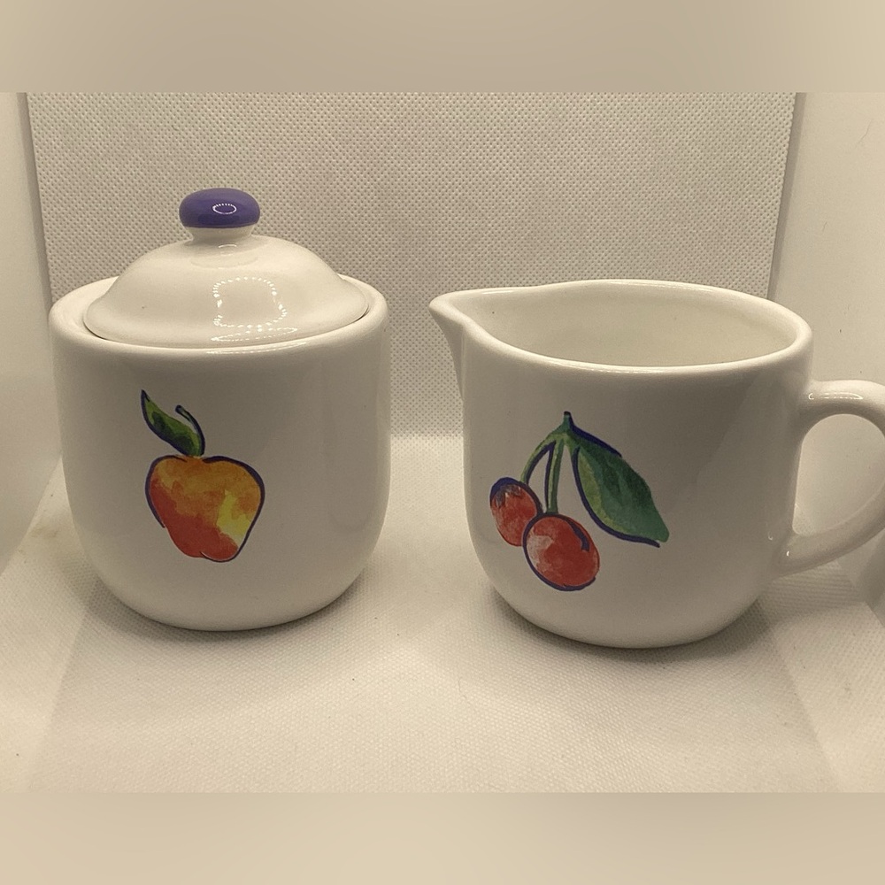 Sugar & Creamer set by Corning “Fruit Basket design